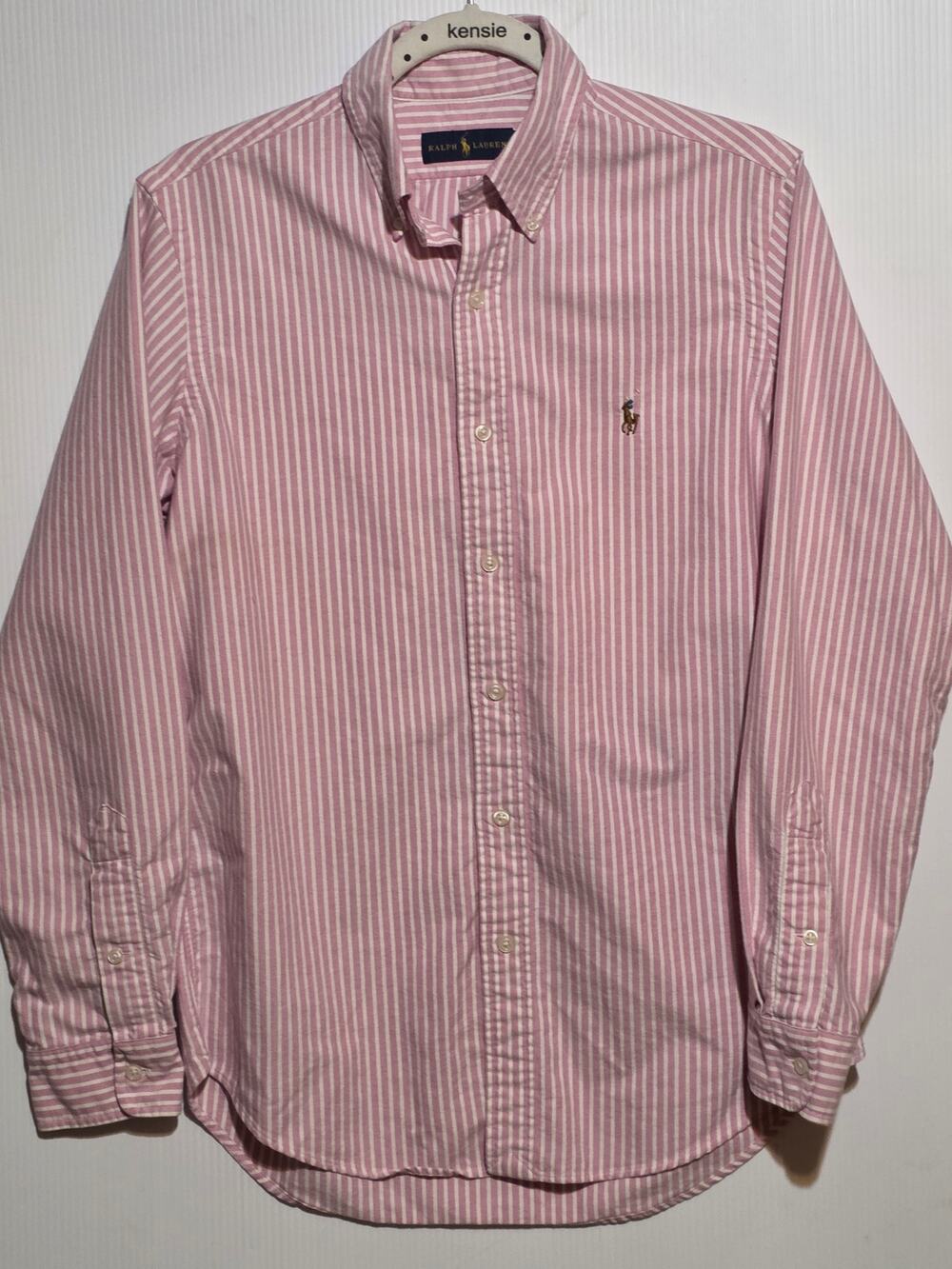 Ralph Lauren Size S Pink White Classic Striped Long Sleeve Button Down Shirt